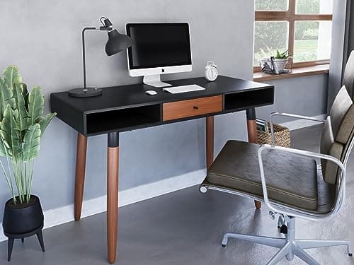 Image of Flair Edelweiss Desk (120x50cm) - Walnut & Black