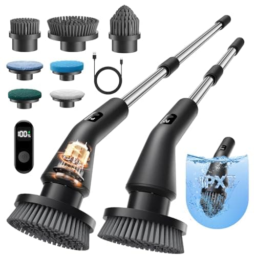 Image of Leebein Electric Spin Scrubber, 2025 Upgraded Electric Cleaning Brush, IPX7 Waterproof Shower Scrubber with 7 Brush Heads, Extendable Long Handle and 2 Speeds Scrubber for Bathroom Floor Kitchen