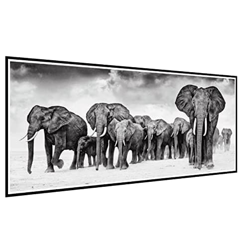 Image of Large 5D Diamond Painting Kits for Adults Beginners Elephant Diamond Art Full Drill Round Dots Diamond DIY Gem Art Painting Kits for Wall Decor Home Office Decoration 35.4in*15.7in Without Frame