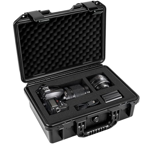 Image of OUUTMEE Portable Hard Case, Waterproof Protective Camera Hard Compact Case with Customized Foam, IP67 Rated Shockproof Carrying case for Cameras, Drones,Lenses, Tools and Equipment 33.5 x 26 x 13CM