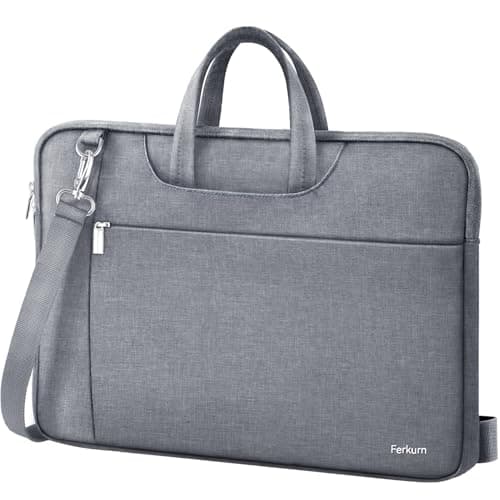 Image of Ferkurn Laptop Bag Case 17 17.3 inch for Women Men Compatible with HP OmniBook Pavillion,Acer Aspire Nitro,IdeaPad,Precision,ASUS Vivobook,MSI,LG, Slim Strap Messenger Briefcase Computer Bag, Grey