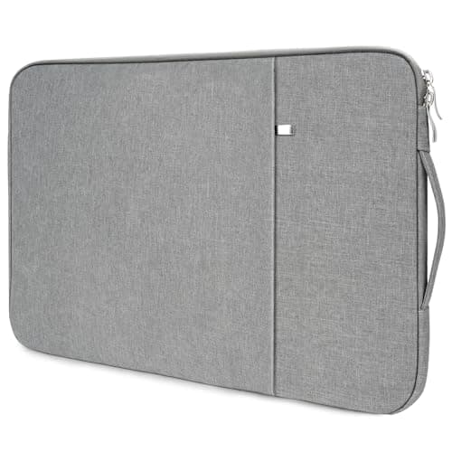 Image of Flintronic Laptop Sleeve for 15.6 Inch, Portable Water Resistant Mens Lap-top Bag with Pockets and Compartments, Compatible with MacBook, Asus, Dell, HUAWEI 15.6 Inch Laptop (Light Gray)