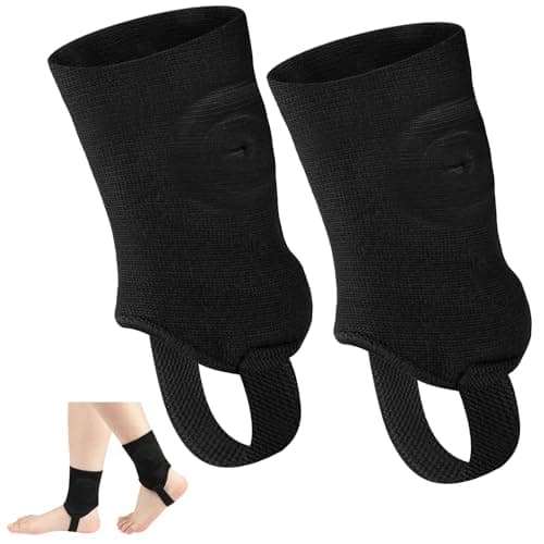 Image of DiULi Ankle Guard Football 1 Pair, Dual-Sided Protective Ankle Support Sleeves, Breathable Lightweight Ankle Protectors for Soccer Sports, Men Women Kids (Black, Size S)