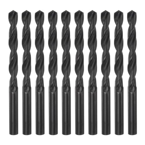 Image of sourcing map 10pcs Jobber Drill Bits 10mm (25/64") Nitride Coated High Speed Steel (HSS) 4241 Twist Drill Bits for Stainless Steel Copper Aluminum Alloy Metal Wood Plastic, Black