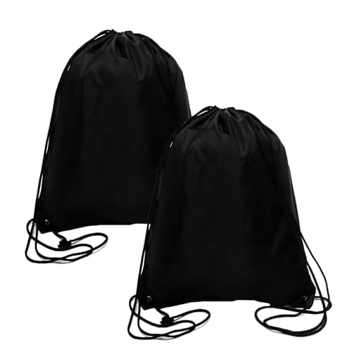 Image of DALOMGZL 2PCS Drawstring Bags, PE Gym Bag,Sling, Swing, and Go with Swimming Bag for Men & Women, Ideal PE Waterproof Scratch Resistant Bag for School, gym, Holidays, Travel & beach bags(Black)