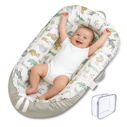 Image of HDUYFYD Baby Nest Pod 0-24 Months- Portable Adjustable Baby Nest Infant Lounger, Breathable Detachable Travel Bed with Reversible Cover, Toddler Bed Baby Essentials for Newborn Tummy Time Baby Gifts