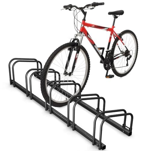 Image of VOUNOT® 5 Bike Stand Floor or Wall Mounted Bike Rack for Garage Bicycle Parking Rack Cycle Storage Locking Stand, Black