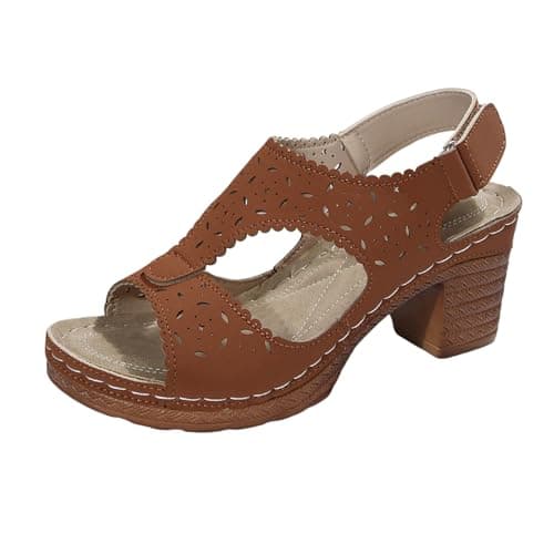 Image of Generisch Women's European and Retro Foreign Trade Large Size Hollow Lightweight Soft Sole Casual Shoes Sandals, brown, 6 UK