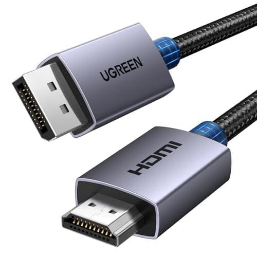 Image of UGREEN 4K Displayport to HDMI Cable 9.9FT Uni-Directional Braided DP to HDMI Lead Aluminium Male to Male Multi-Screen Gaming Compatible with Monitor, Projector, HDTV, Dell Laptop, HP, AMD, NVIDIA (3M)