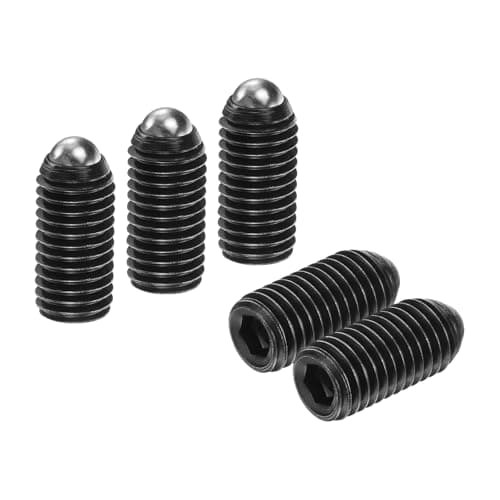 Image of sourcing map 5pcs Screw Thread Ball Plunger M12 x 25mm High Carbon Steel Hex Socket Spring Plunger Ball for Lubrication Pneumatic Tools, Black