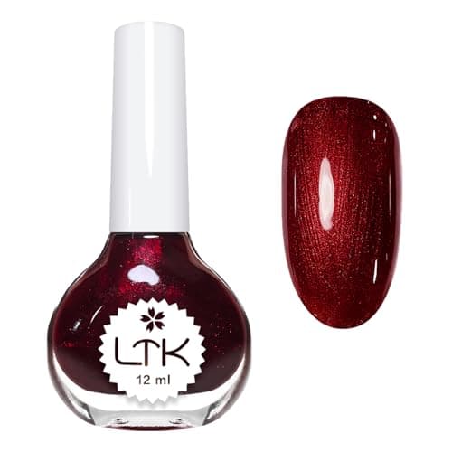 Image of Shimmer Cherry Red Nail Polish Quick Dry - Wine Red Quick Dry Nail Polish - Long Lasting Glitter Burgundy Nail Varnish - High Glossy Chip Resistant Water Based for Women DIY Manicure at Home