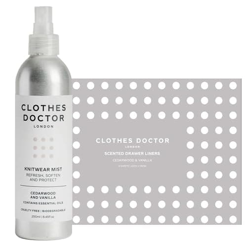 Image of Clothes Doctor Luxury Cedarwood & Vanilla Drawer Liners & Knitwear Mist Set – Natural Moth-Repelling Wardrobe Refresh, Long-Lasting Fragrance & Gentle Garment Care