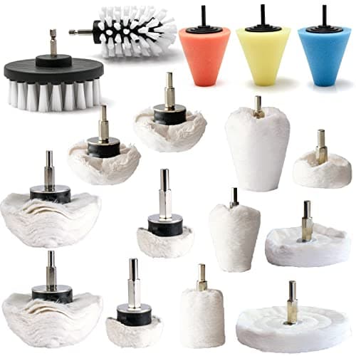 Image of Medoon Polishing Pad Buffing Wheel Kit 17 Pack, for Drill for Metal Aluminum Stainless Steel Chrome Wood Plastic Ceramic Glass Woods Fabric Cotton Machine Jewelry etc