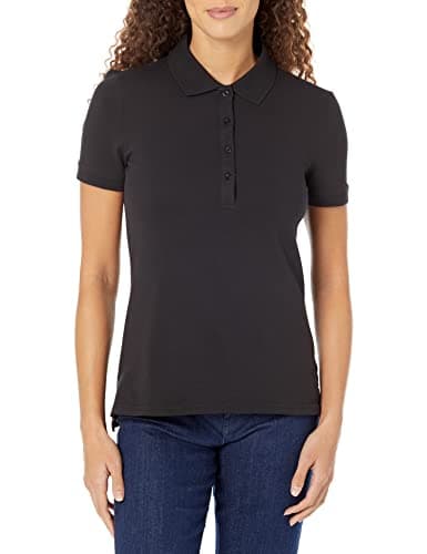 Image of Amazon Essentials Women's Short-Sleeve Polo Shirt (Available in Plus Size), Black, XXL