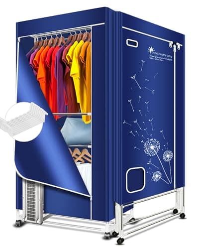 Image of KASYDoFF Heated Clothes Airer, 1600W-1.7 Meter Electric Clothes Dryer (Anion) with 12 Hangers, 3-Tier Foldable Rack, Electric Heated Clothes Airer with 360 Mins Timer for Indoor, Apartment,RV