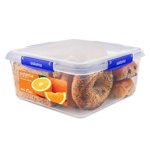 Image of Sistema KLIP IT PLUS Food Storage Container | 5.5 L Square | AirtightStackable & Nestable Meal Prep Container with Lid | School Lunch Box | BPA-Free | 1 Count