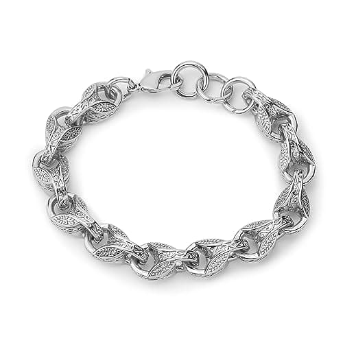 Image of 12mm Silver 3D Tulip Bracelet- Premium Silver Plated Jewellery - Luxury Finish and Detailing - Elegant Bracelet for Women & Men (8-9 Inches) - Bling King London