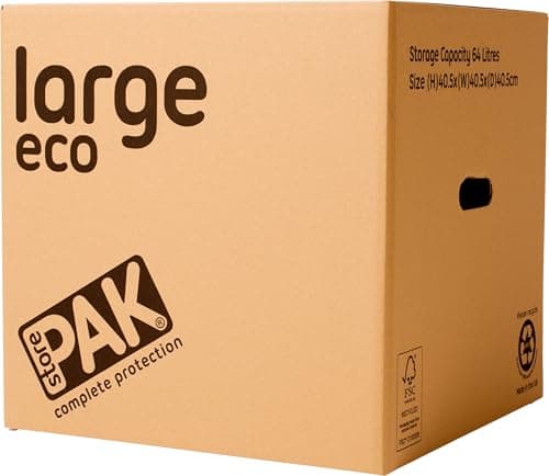 Image of StorePAK Eco Archive Storage Moving Boxes with Handles (Pack of 7) - 64 Litres - 100% Recyclable - H 40.5 x W 40.5 x D 40.5cm - LARGE