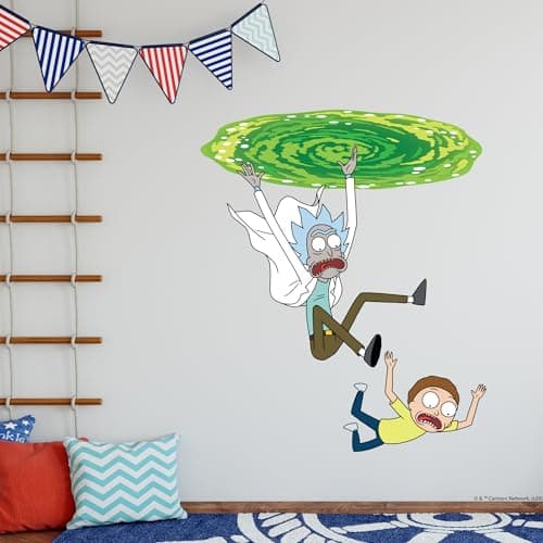 Image of Rick and Morty Wall Sticker – Falling Out of Portal Wall Decal Art (60cm Height x 50cm Width)