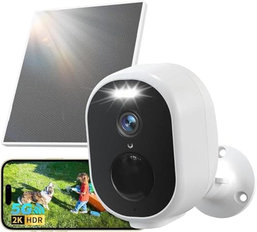 Image of GNCC Security Camera Outdoor Wireless 2K Solar CCTV Camera Systems, 5GHz & 2.4GHz WiFi Cameras House Security, Colour Night Vision, Smart Detection, 2-way Audio, No Subscription, IP65, GW5Pro