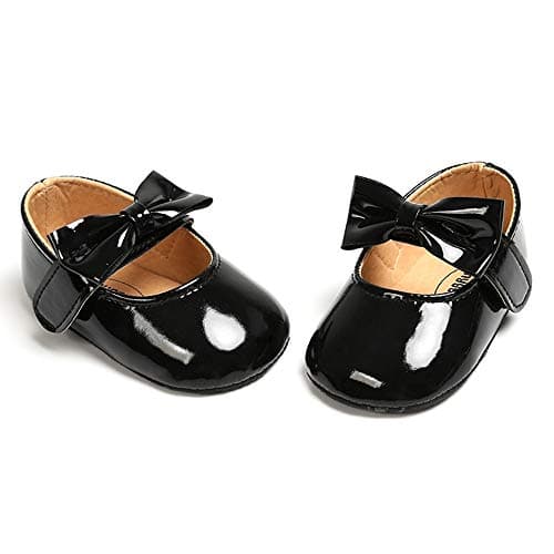 Image of RVROVIC Baby Girls Ballerina Mary Jane Flats Toddler Girl Princess Dress Shoes Soft Infant Crib Shoes(6-12 Months Infant,2-Black)