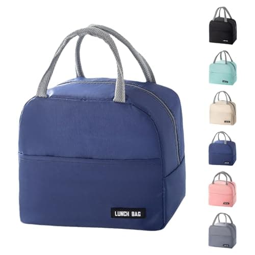 Image of SUOXU Insulated Lunch Bag for Men Women Kids Cool Bag- Reusable Thermal Food Bag with Leak-Proof Liner, Cooler Tote for Work, School, Picnic & Travel (Navy blue-5L)
