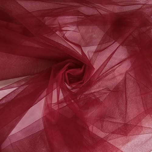 Image of Wine Maroon Dark Red Fine Tulle Fabric 300cm Wide - Sold by The metre - net Suitable for Prom, Underskirt, Veil, Pleating & Ruching