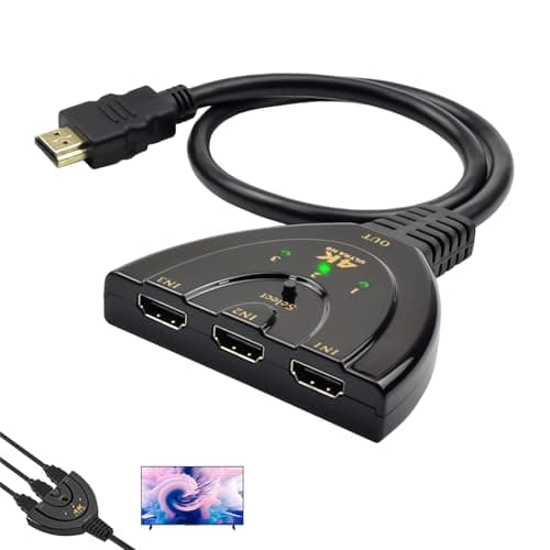 Image of 4K HDMI Switch 3 in 1 Out 4K@30Hz, HDMI Splitter Switcher, 3 Port Auto Hub Switch Supports UHD, HDR, 1080P, HDCP, Splitter for PS5, Xbox, Fire Stick, Roku, TV, Projectors, and More