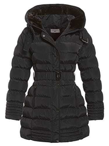 Image of SS7 Women's Padded Fur Hood Winter Parka Coat, Sizes 8 to 16 (UK - 16, Black)