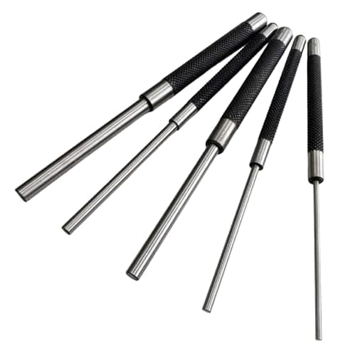 Image of Dunnet Tools Long Series Parallel Pin Punch Set | 5pc Professional Metal Punch Tool Kit for DIY Engineering, Metalworking | and Automotive Repair with Durable Steel Construction