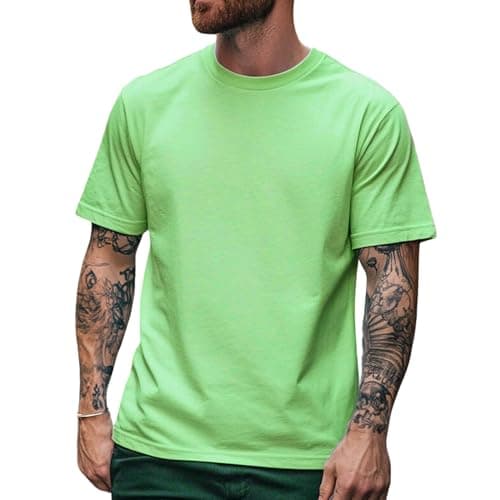 Image of Stars and Stripes Plain 100% Rich Soft Organic Cotton Short Sleeve Tee Mint Green Premium Round Neck Casual T-Shirt(Mint, L)