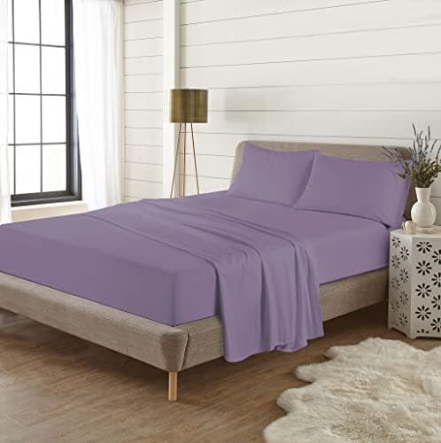 Image of Plain Thermal Flannelette Flat Sheets 100% Brushed Cotton (Lilac, Single)