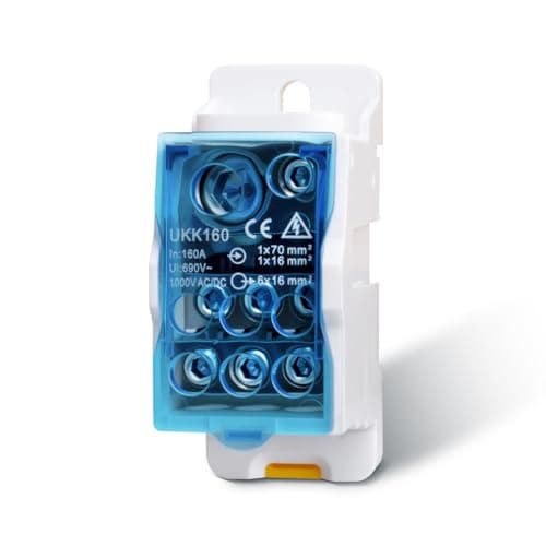 Image of Innfeeltech 1Pcs Terminal Block Distribution Box 160A 1 In 6 Out, Din Rail Terminal Blocks Distribution Box Blue Shell