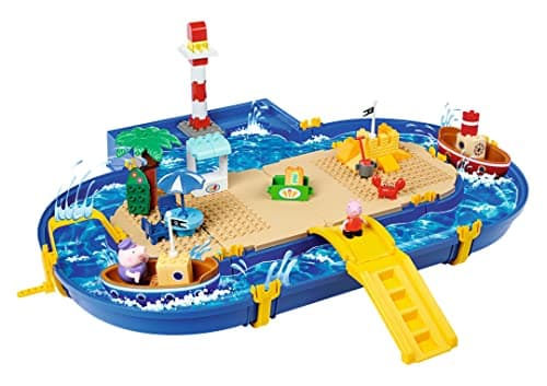Image of BIG-Waterplay Peppa Pig Holiday Outdoor Water Toy with Large Waterway, BIG Bloxx Building Blocks, Hand Crank & Peppa Pig Figures, for Children from 3-7 Years