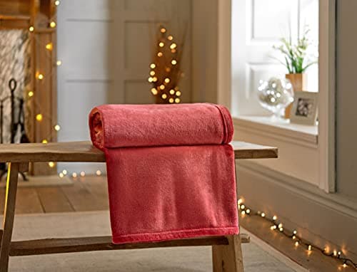 Image of Deyongs Velvet Touch Plush Throw Blanket in Cranberry 150cm x 200cm