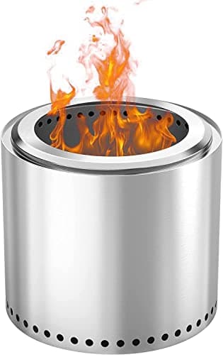 Image of Onlyfire Smokeless Fire Pit, Portable Outdoor Wood Burning Fireplaces with Removable Ash Pan and Carrying Bag for Backyard,Patio, Camping and Beach, Stainless Steel, 38 x 34 cm, 5.8 kg