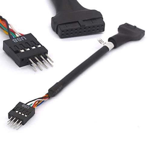 Image of HTGuoji USB 3.0 19 Pin Male To USB 2.0 9 Pin Female Motherboard Cable Adapter ale/Female Housing Converter (9Pin Male 12cm)