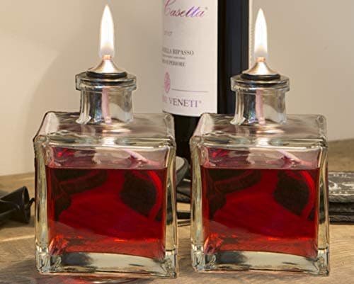 Image of Two Cube Glass Oil Candle Lamp Burners for Use with Sootless, Odourless Lamp Oil.