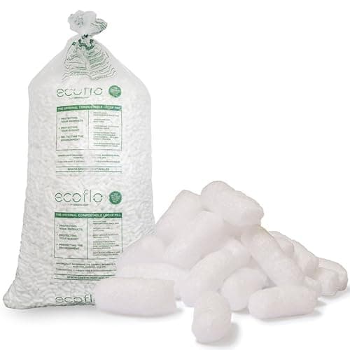 Image of White Packing Peanuts Biodegradable, Compostable & Water-Soluble Protective Postal Packaging Void Filler Loose Fill Packing Chips (5 Cubic Ft)