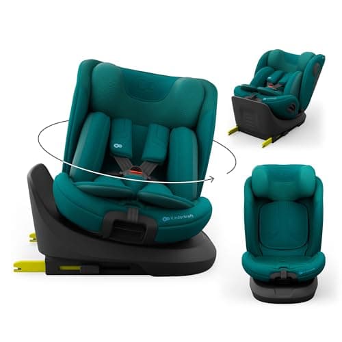 Image of Kinderkraft I-Grow 2 PRO Child Car Seat, I-Size 40-150 cm, 360 Degree Rotation, Isofix, Base Station, RWF and FWF, Special Safety Systems, Easy to Clean, from Birth Group 0/1/2/3 0-36 kg, Green