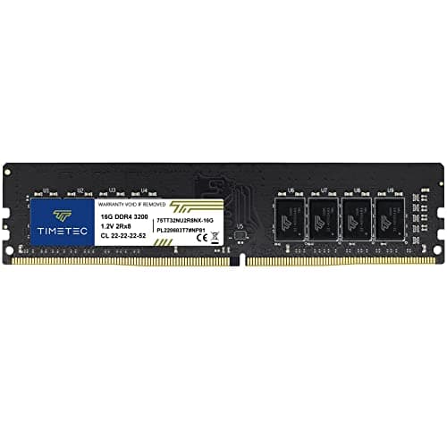 Image of Timetec 16GB DDR4 3200MHz (PC4-3200AA) PC4-25600 UDIMM Desktop RAM – 288-Pin 1.2V CL22 Non-ECC Unbuffered DIMM Memory Module Upgrade