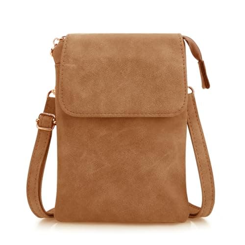 Image of DOB SECHS Small Phone Shoulder Bag, PU Leather Women's Cross body Bags Handbag with Adjustable Strap, Versatile Brown Crossbody Bags for Women with Multiple Pockets