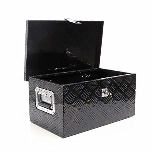 Image of XPOtool Aluminium Tool Box 50.8x30.5x24cm Black Transport Box Workshop Toolbox with Key