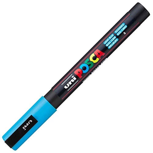 Image of 1 x Uni Posca PC-3M Paint Glass Window Marker Pen Fine Bullet Tip 1.3mm Light Blue