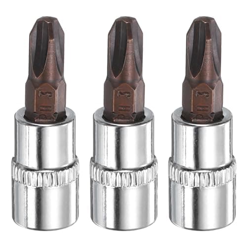 Image of sourcing map 3pcs PH3 Phillips Bit Socket 1/4" Square Drive Cross Head S2 & CR-V Steel Socket Ratchet Wrench Bits, Silver Red