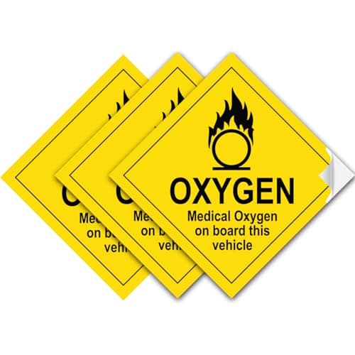 Image of SAFESIGN (3 Pack) Medical Oxygen on board this vehicle Vinyl Sign Stickers 100 X 100mm - Waterproof Vinyl Conforms to EN ISO 7010:2012 Public Safety
