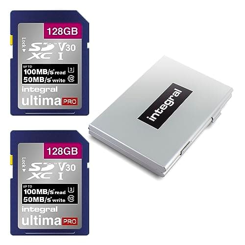 Image of Integral 128GB SD Card 2-Pack 4K Ultra-HD Video Premium High Speed Memory Card SDXC Up to 100MB/s SDXC V50 UHS-I U3 Class 10 SD Memory Card