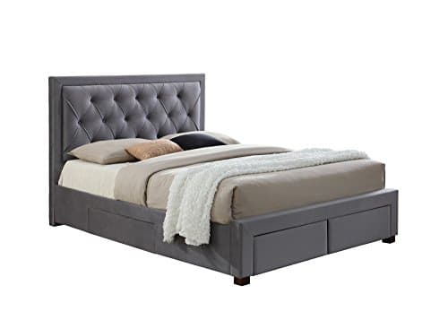 Image of Birlea, Woodbury Fabric Bed, Grey Velvet, 150cm