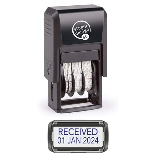 Image of Self Inking Changeable Date Stamp - Received Date Stamp in Blue Ink