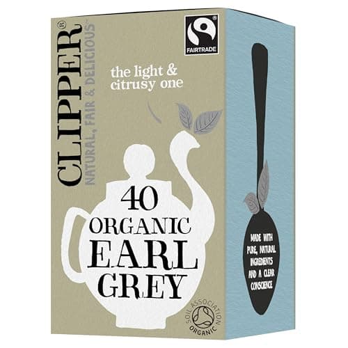 Image of Clipper Organic Earl Grey Tea Bags | Natural, Unbleached, Plant-Based Biodegradable & Non GM Black Tea | Eco Conscious & Fair Trade Tea Bags | Individually Wrapped (40 Teabags) (Pack of 4)